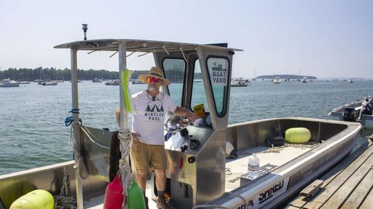 Chad Strater has been using his electric workboat almost daily since it launched in the fall of 2024. He takes it to do construction work on sea farms within a 15 mile radius of where he docks it on the Cousins River.