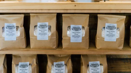 Locally grown and milled flour sits in Tumbleweed Bread in downtown Monte Vista. The Abruzzi rye was grown by Jones Farms Organic.