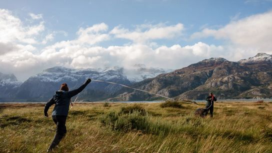Scientists taking samples in Tierra del Fuego, Chile Scientists taking samples in Tierra del Fuego, Chile