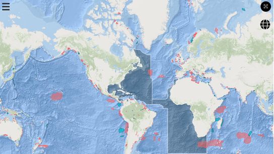 The current map of Important Shark and Ray Areas. The western North Atlantic and Atlantic Africa workshops have been completed but are still undergoing review and are not yet on the interactive e-Atlas.