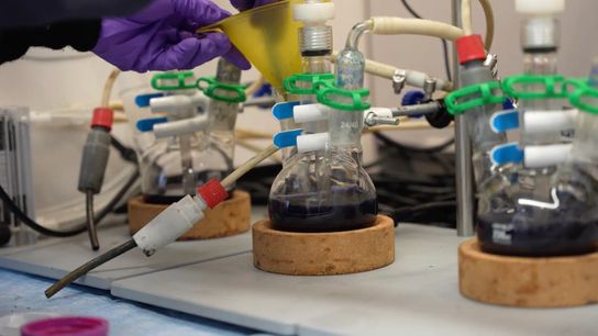 A Still Bright employee conducts a feedstock screening experiment at the company’s laboratory in New Jersey.